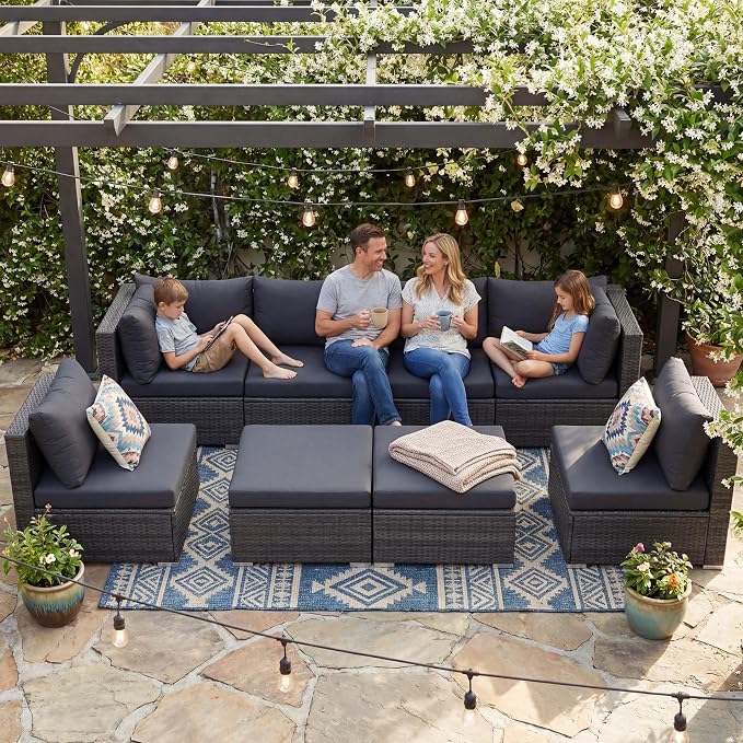 NICESOUL 8 Seater Modern Luxury Outdoor Furniture Set, Extra Large PE Wicker - Image 9