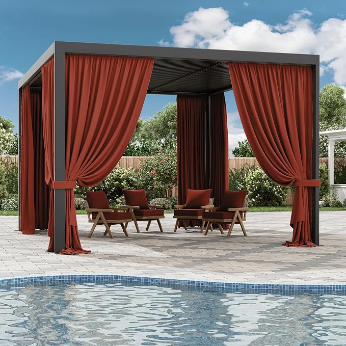 Gazebo Universal Replacement Privacy Curtain, 4-Panels Sidewall Curtains - Image 6