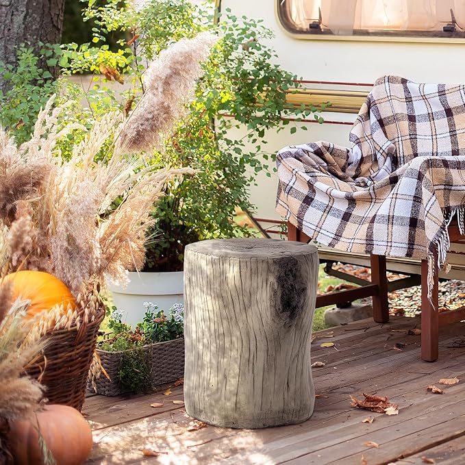 SUNBURY Stump Side Table, Concrete Side Table Coffee Log End Table, Patio Faux - Image 2