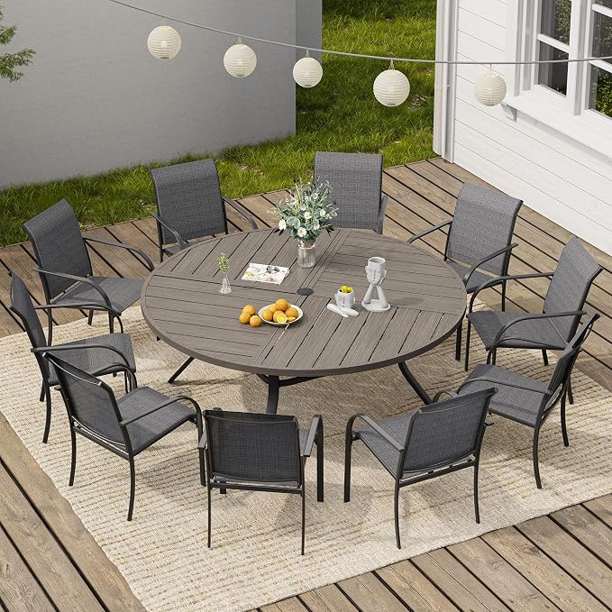 VICLLAX 63" Round Outdoor Table, Patio Dining Table - Image 4