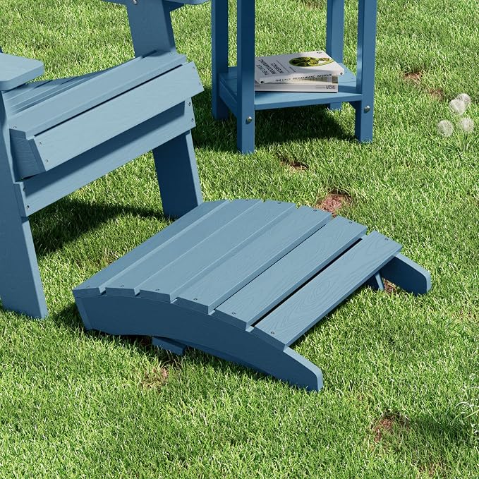 MXIMU Folding Adirondack Ottoman Set of 4: HIPS Plastic Outdoor Footrest Easy - Image 5