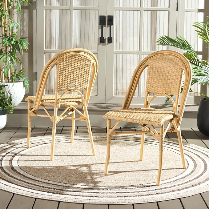 SAFAVIEH Outdoor Collection Torino Natural Wash Parisian Bistro Chair Set of 2 - Image 10