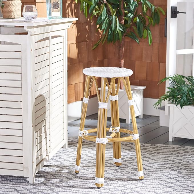 Safavieh PAT4018C Outdoor Collection Kelsey White 30-inch Bar Stool - Image 9