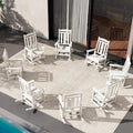 SERWALL HDPE Outdoor Rocking Chair White Set of 8, All Weather Patio Rocking by SERWALL