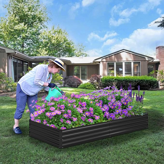 8x4x1ft Galvanized Raised Garden Bed, Outdoor Planter Box Metal Patio Kit - Image 5