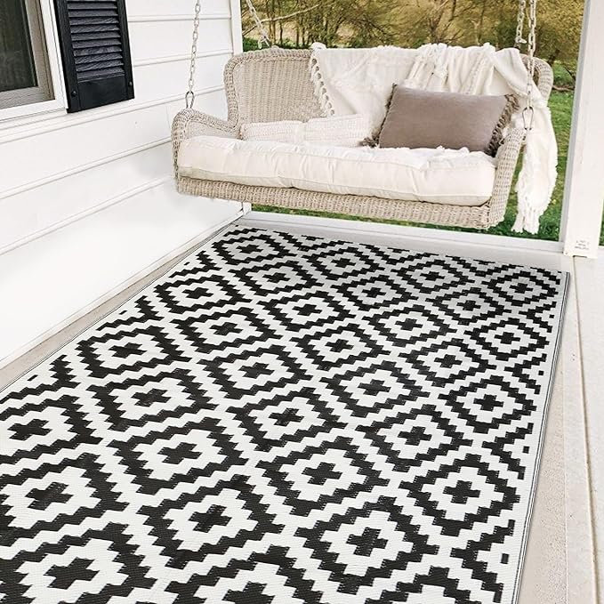 SAND MINE Waterproof Outdoor Rug 5x8 ft, Plastic Reversible Rug, Modern Area Rug by SANDMIND