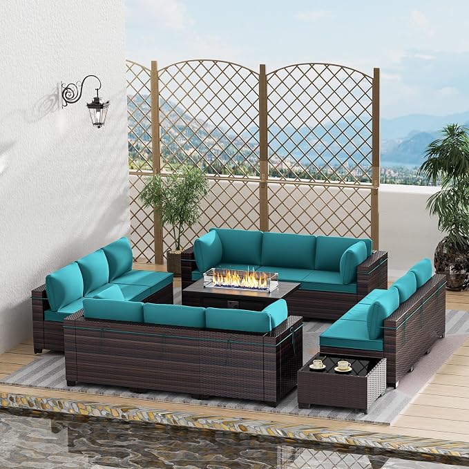 Outdoor Terrace Furniture Set, 15 Piece Outdoor Furniture Set, - Image 9