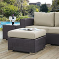 Modway Convene Wicker Rattan Outdoor Patio Square Ottoman in Espresso Beige by Modway