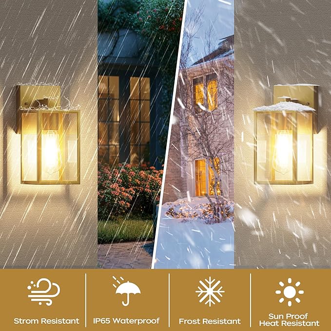 WIHTU Gold Outdoor Exterior Light Fixture - Image 2