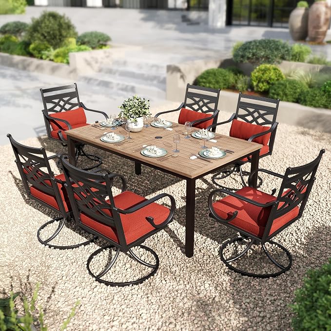 PHI VILLA 7 Pieces Outdoor Dining Set by PHIVILLAThepioneerofcomfortablehouseholdsupplies