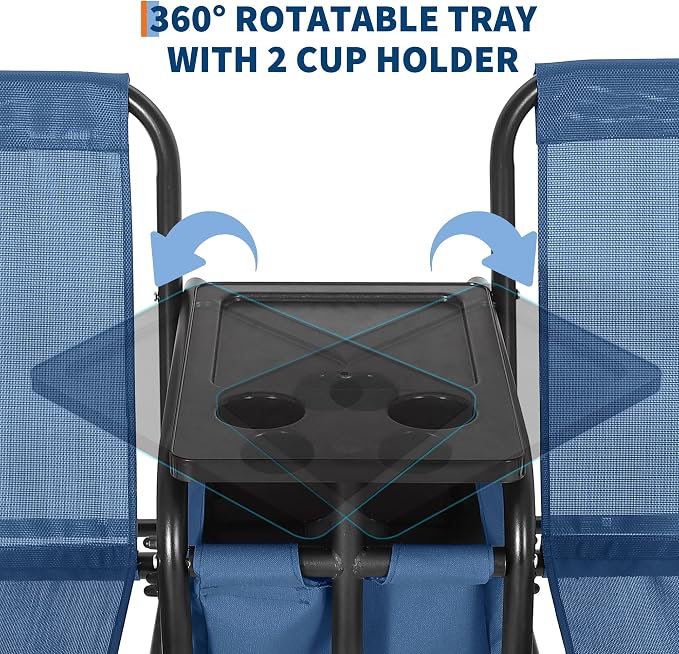 Porch Swing with Cup Holders & Pivot Storage Table & Cooler Bag with Adjustable - Image 8