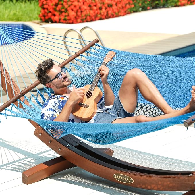 Lazy Daze Hammocks 10.5 FT Double 2 Person Caribbean Rope Hammock, Hand Woven - Image 2