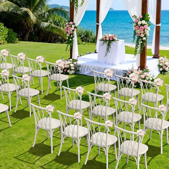 VINGLI Plastic Outdoor Dining Chairs Set of 6, Stackable Patio Dining Chairs - Image 8