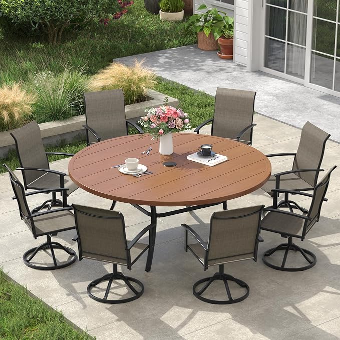 VICLLAX 60" Round Patio Table, Outdoor Dining Table - Image 5