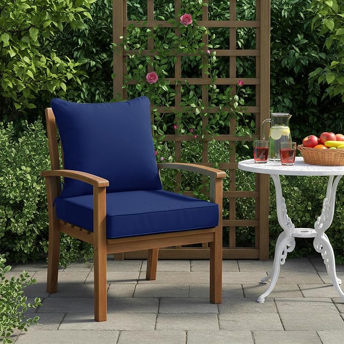 Outdoor Chair Cushions, Waterproof Backrest and Deep Seat Cushion Set - Image 2