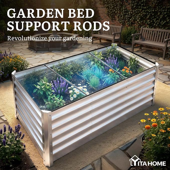 YITAHOME 8x4x3ft Large Raised Garden Bed Kit, Galvanized Metal Planter Box - Image 7