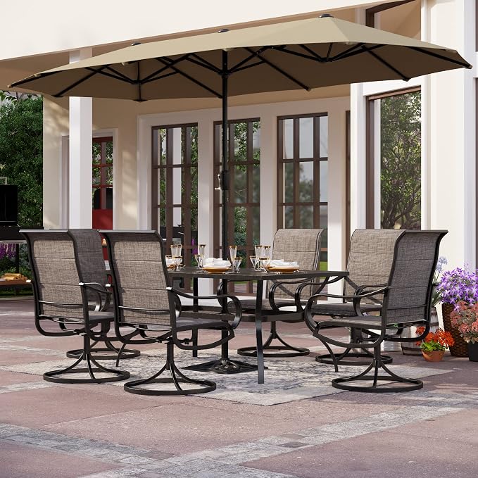 PHI VILLA Swivel Chair Patio Dining Set - Image 8