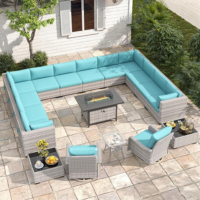14-Seat Outdoor Wicker Patio Furniture Set by MASIONBACKYARDS