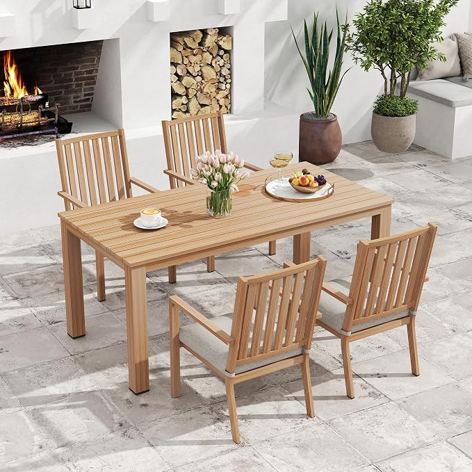 Wisteria Lane 5 Pieces Patio Table and Chairs Set, Aluminum Outdoor Dining Table - Image 4