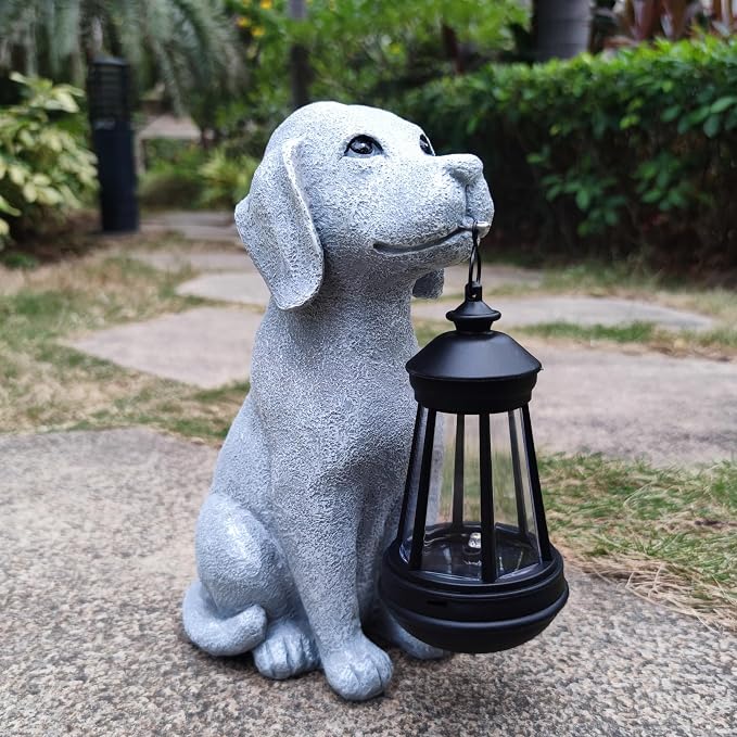 Solar Dog Outdoor Garden Statue - Image 2