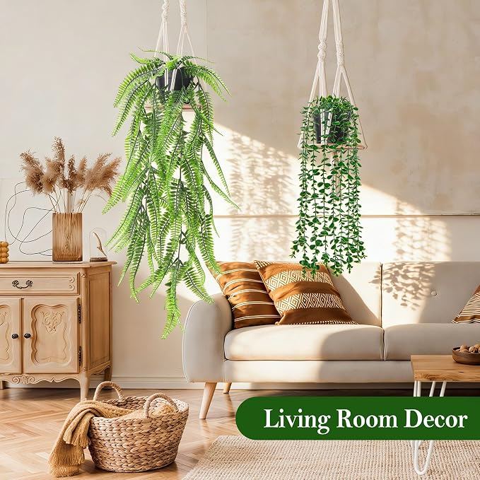 Der Rose 8Pcs Fake Plants Hanging Artificial Ivy Vine Faux Eucalyptus Hanging - Image 5