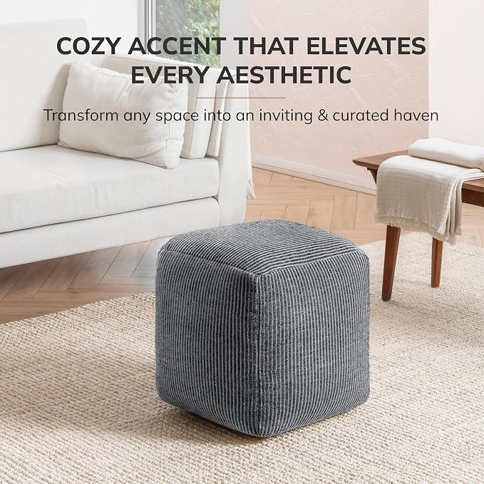 Anji Mountain 100% Handmade & Handcrafted Comfortable Home Décor Pouf Ottoman - Image 4
