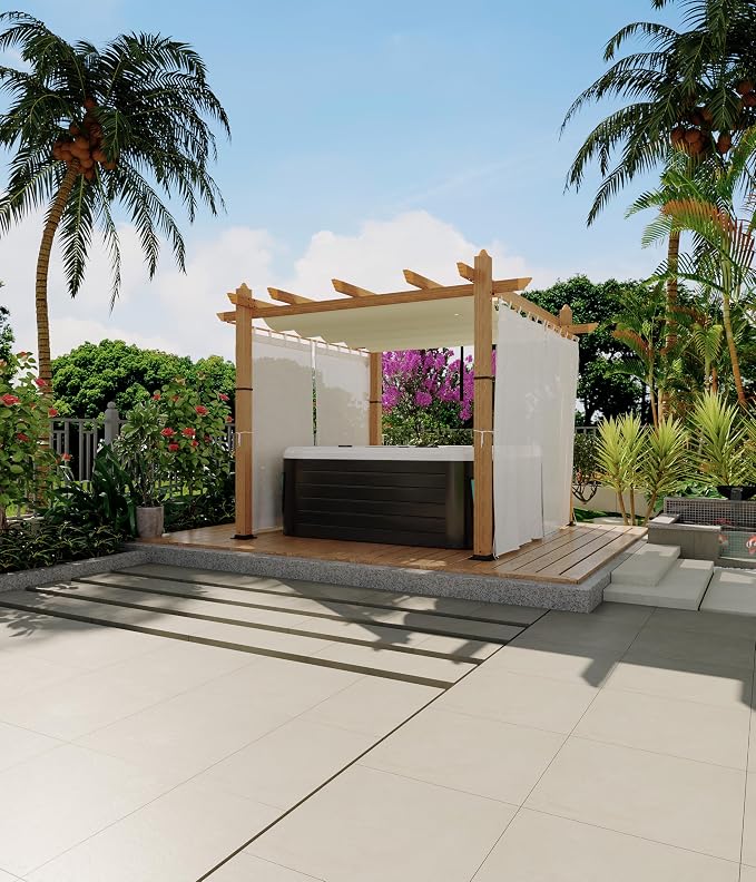 GarveeLife 10 x 10 ft Wood-Grain Aluminum Pergola Outdoor Pergola - Image 7