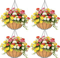 4 Pack 16 Inch Hanging Planters Outdoor Metal Hanging Flower Baskets by Qusuxi