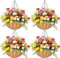 4 Pack 8 Inch Hanging Baskets for Plants Outdoor Metal Hanging Planter Hanging by Qusuxi