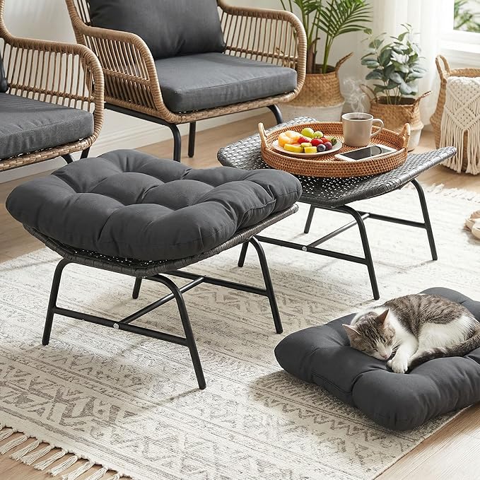 NICESOUL Indoor Outdoor Ottoman Set of 2, Large Wide Double Patio Footstool - Image 7