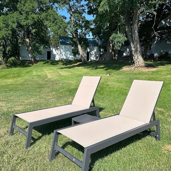 PURPLE LEAF Outdoor Chaise Lounge Set of 2 Aluminum Patio Lounge Chair by PURPLELEAF