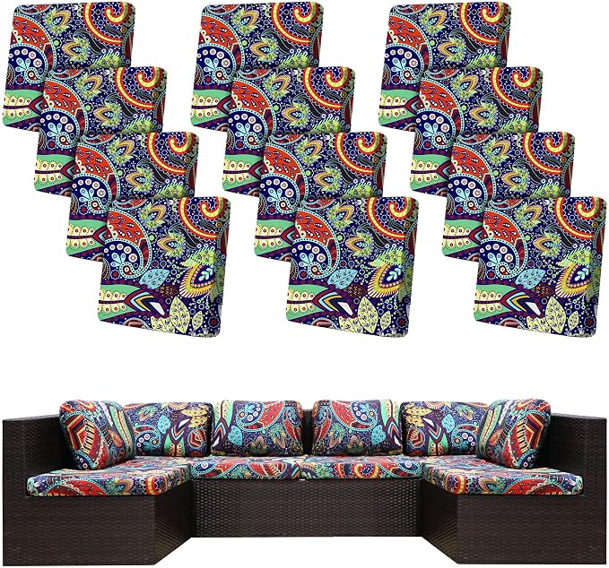 12 Pcs Stretch Patio Cushion Covers, Outdoor Couch Covers Replacement, Outdoor by BIETYONE