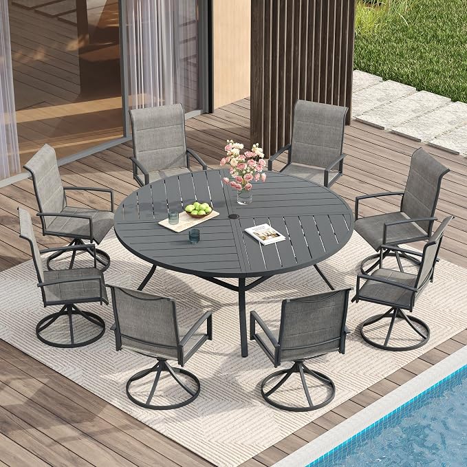 VICLLAX Round Patio Table with Adjustable Umbrella Hole - Image 2