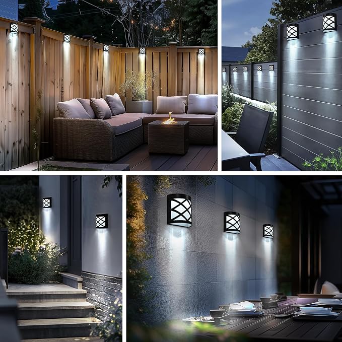 GIGALUMI 8 Pack Solar Fence Light Cold White Porch Solar Powered Decor Outdoor - Image 3