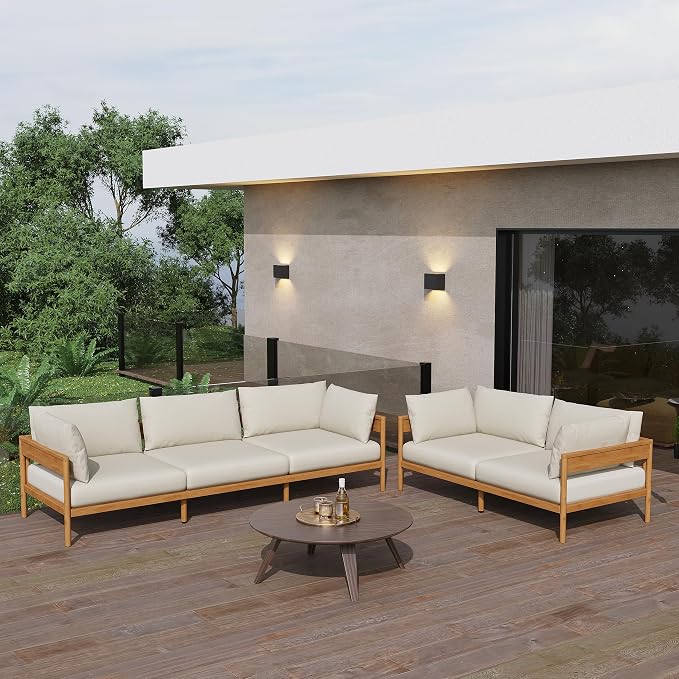 Acanva Modern Outdoor Patio Furniture Set, All-Weather Aluminium Conversation - Image 6