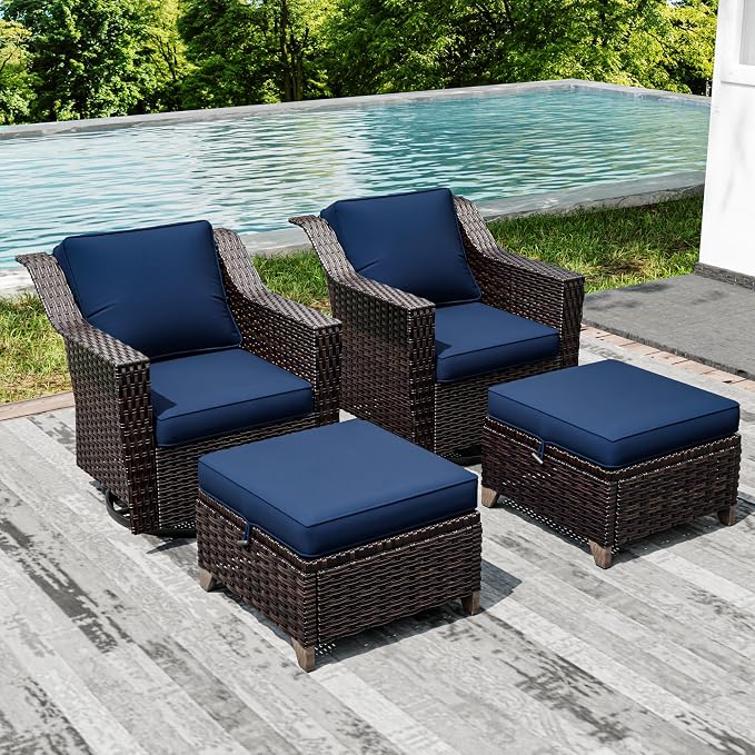 Joyside Wicker Patio Furniture Sets, 4 Pieces Upgraded Large Size Outdoor - Image 7