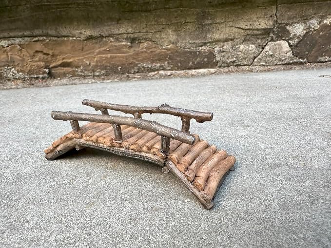 Mini Fairy Garden Bridge, Log Design, 4 Inches Long - Image 2