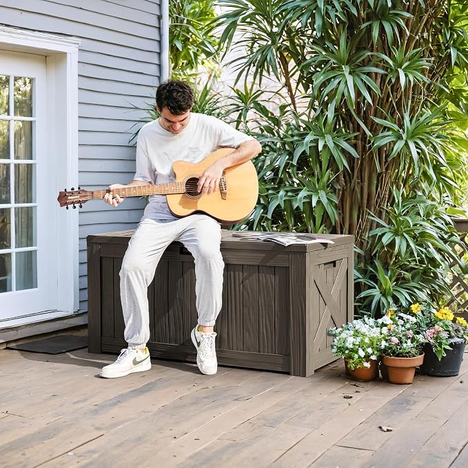Greesum 120 Gallon Deck Box, Resin Outdoor Storage Container - Image 3