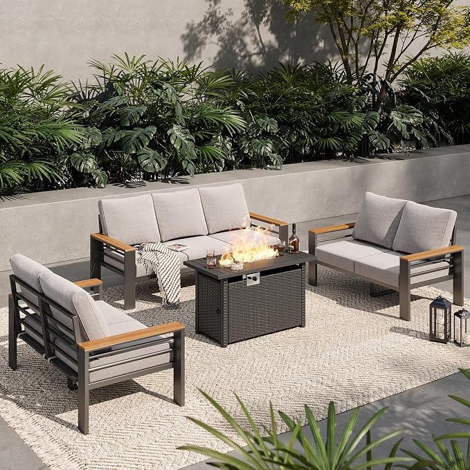 Aoxun Aluminum Outdoor Patio Furniture Set, 7 Seats Outdoor Sectional by Aoxun