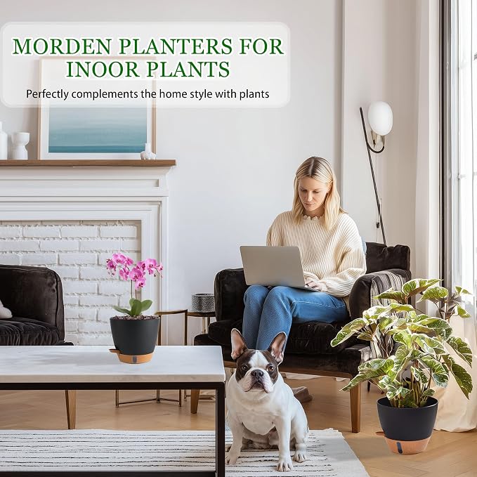 Self Watering Pots for Inoor Ourdoor Plants 10/9/8/7/6.5 Inch Plastic Planters - Image 2