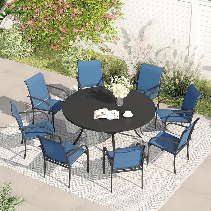 VICLLAX Patio Dining Set for 8, Outdoor Furniture Set Includes 53" Round Patio by HOME