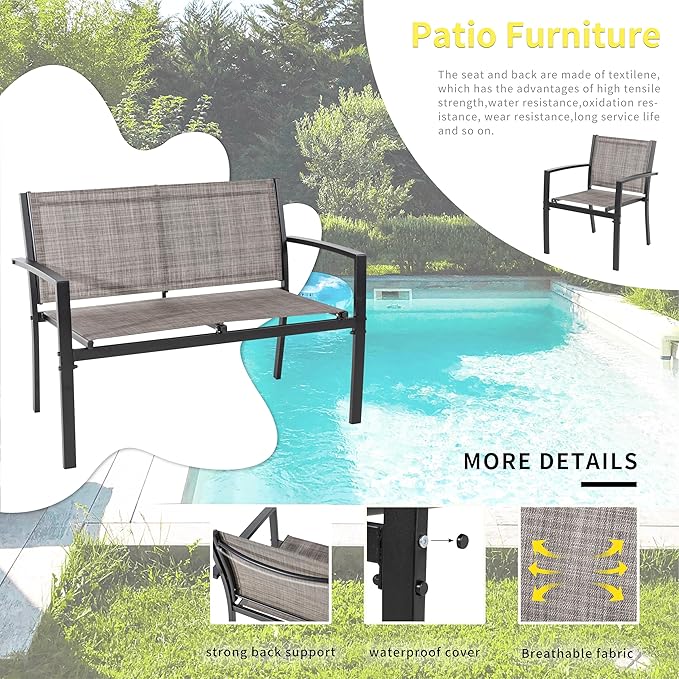 Shintenchi 4 Pieces Patio Furniture Set All Weather Textile Fabric Outdoor - Image 3