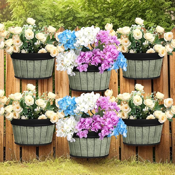 Layhit 6 Pcs Wall Hanging Planters Outdoor Pot Planter Wine Barrel Planter by ShungLan