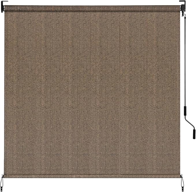 LIFERUN Outdoor Roller Sun Shade 8' W x 8' H, HDPE Shade Cloth by PowerYourEveryWorkout