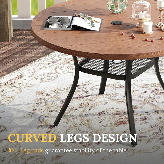 VICLLAX Round Patio Table with Adjustable Umbrella Hole, All Weather Outdoor - Image 7