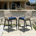 PURPLE LEAF Patio Counter Height Bar Stools 24" H Set of 2 Modern Rattan Bar by PURPLELEAF