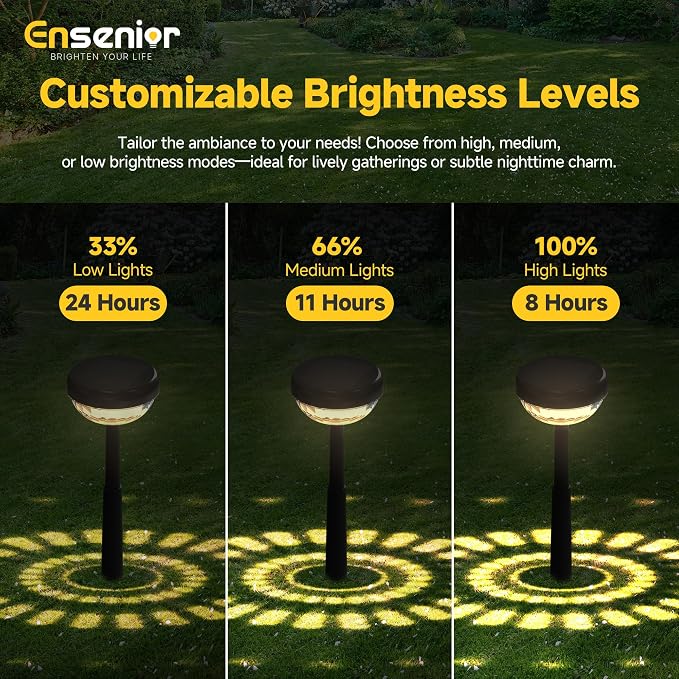 Ensenior 10-Pack Solar Lights Outdoor, Auto ON/Off 3000K LED Solar Garden Lights - Image 6