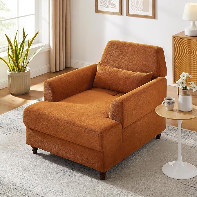 Chaise Lounge Chair Indoor Set of 2, Oversized Accent Chair - Image 6