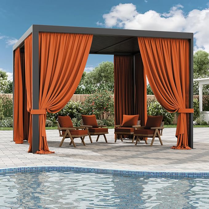 Gazebo Universal Replacement Privacy Curtain, 4-Panels Sidewall Curtains - Image 6