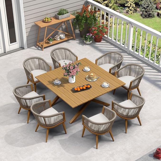 PURPLE LEAF Outdoor Dining Set for 8 All-Weather Aluminum 9 Piece Furniture Sets by PURPLELEAF